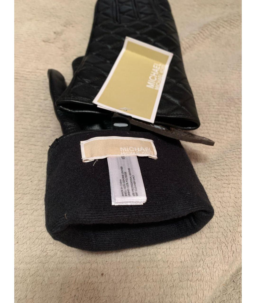 MICHAEL KORS Черные кожаные перчатки, фото 7