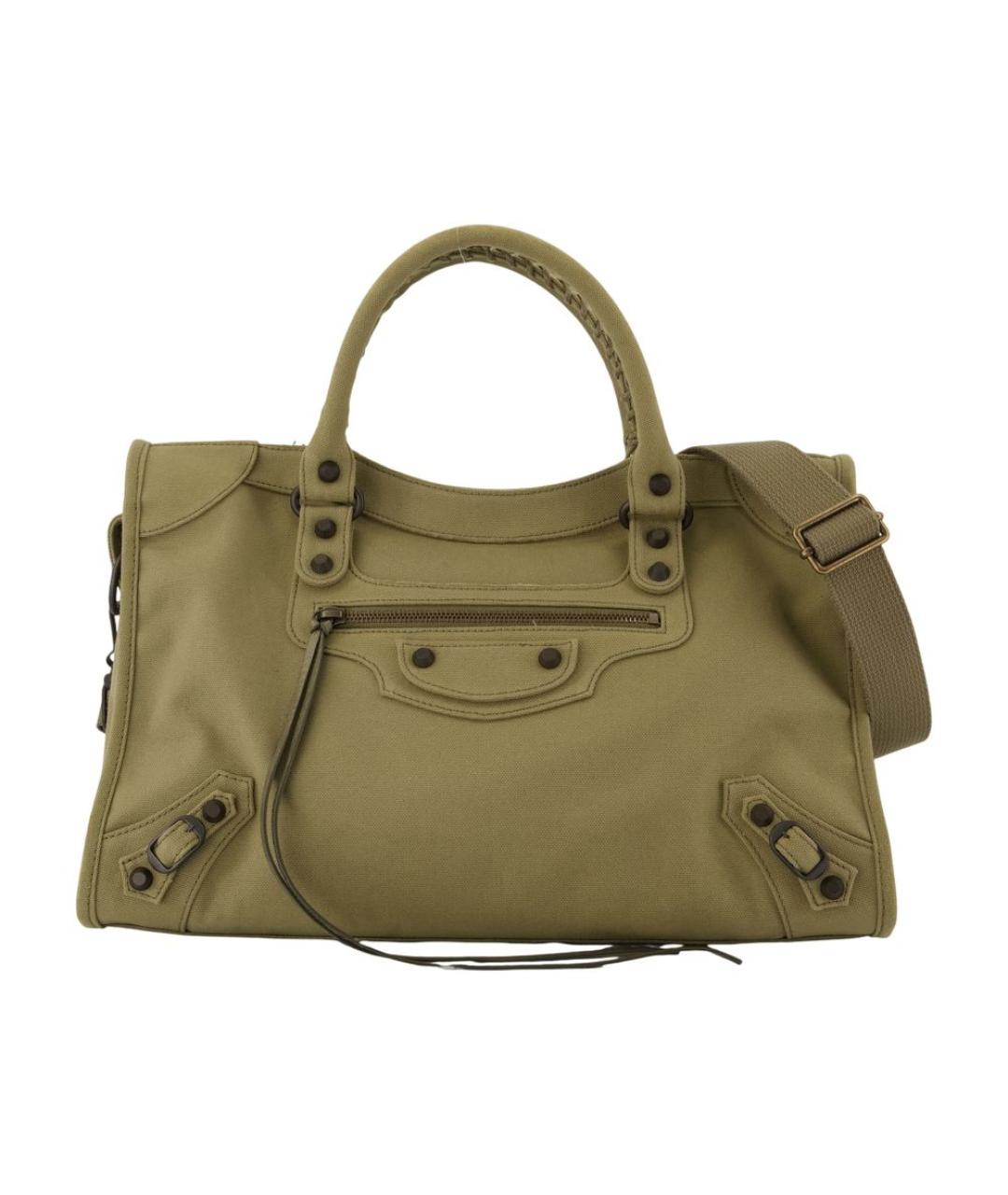 BALENCIAGA Хаки тканевая сумка тоут, фото 1