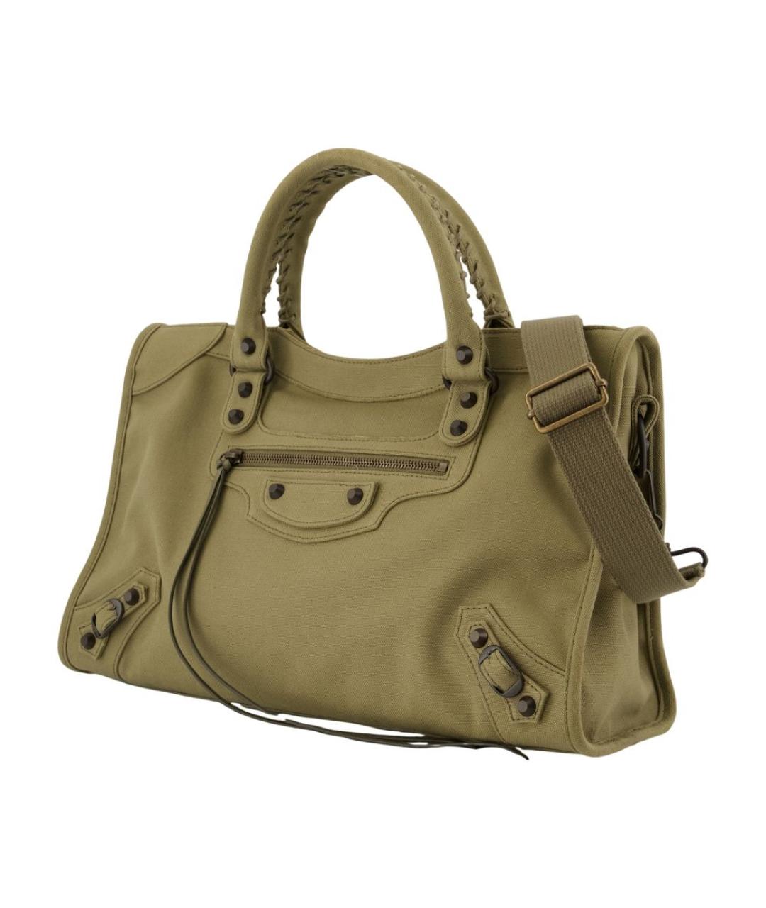 BALENCIAGA Хаки тканевая сумка тоут, фото 2