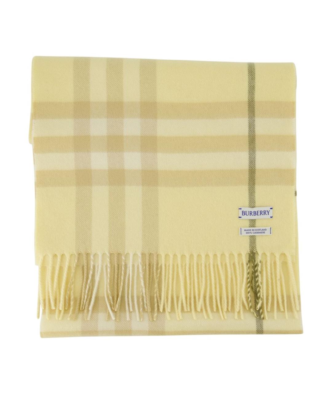 BURBERRY Желтый кашемировый шарф, фото 1