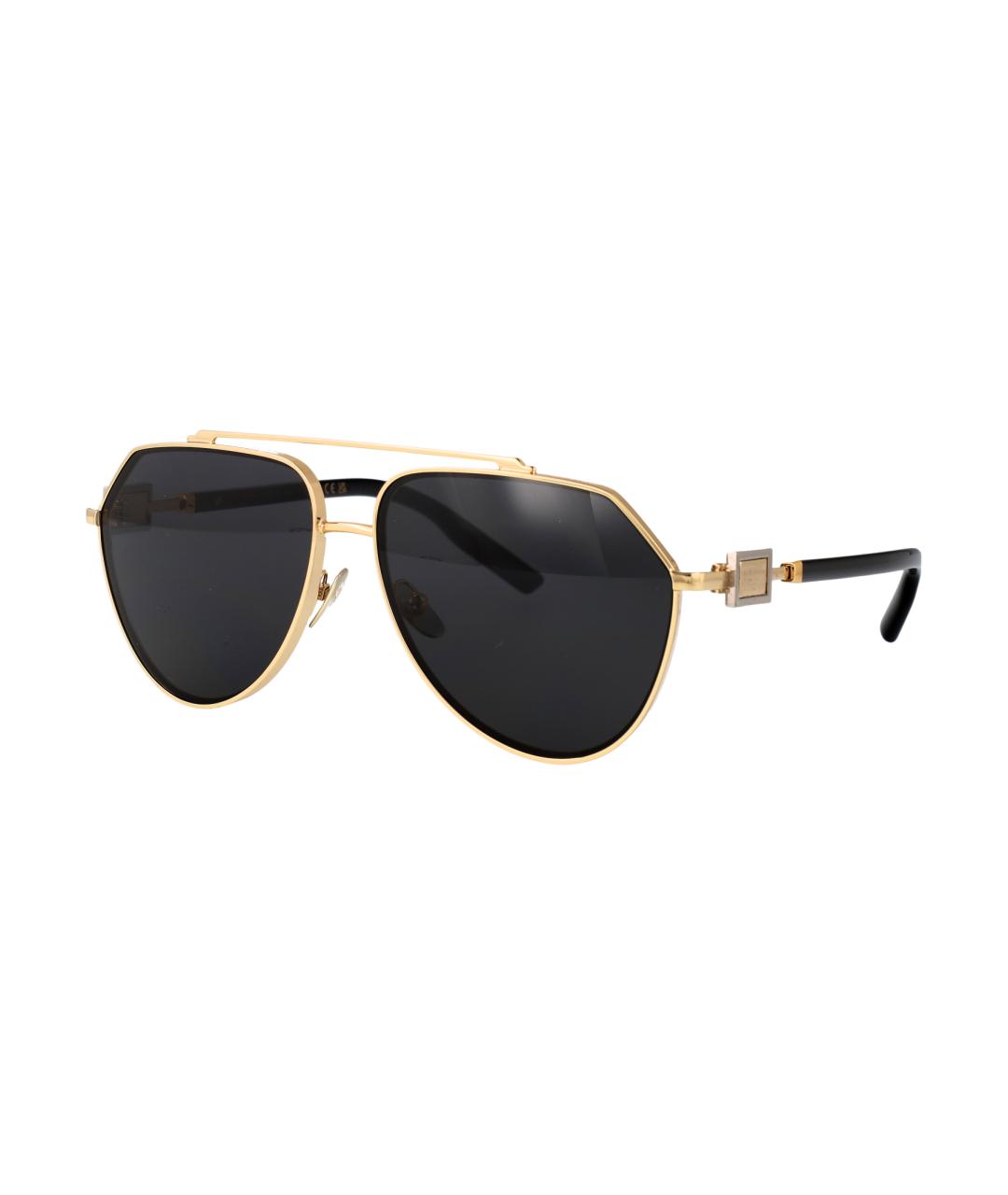 DOLCE&GABBANA Золотые металлические солнцезащитные очки, фото 2