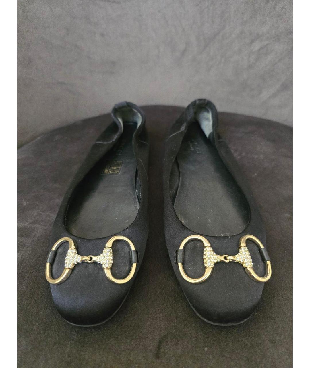 GUCCI Черные кожаные балетки, фото 2