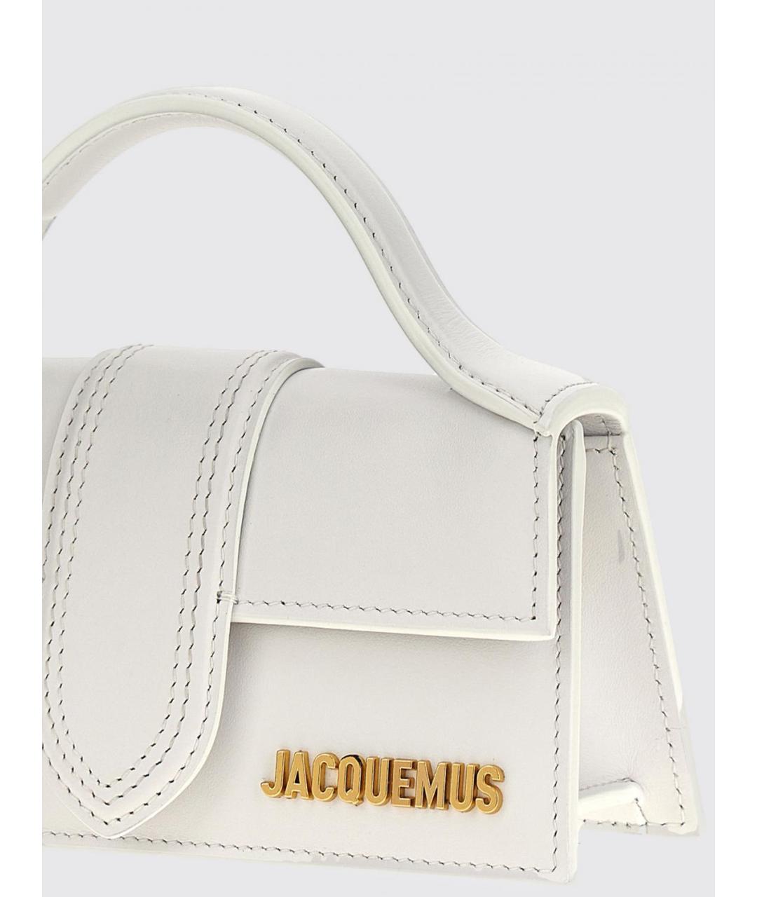 JACQUEMUS Белая кожаная сумка с короткими ручками, фото 3