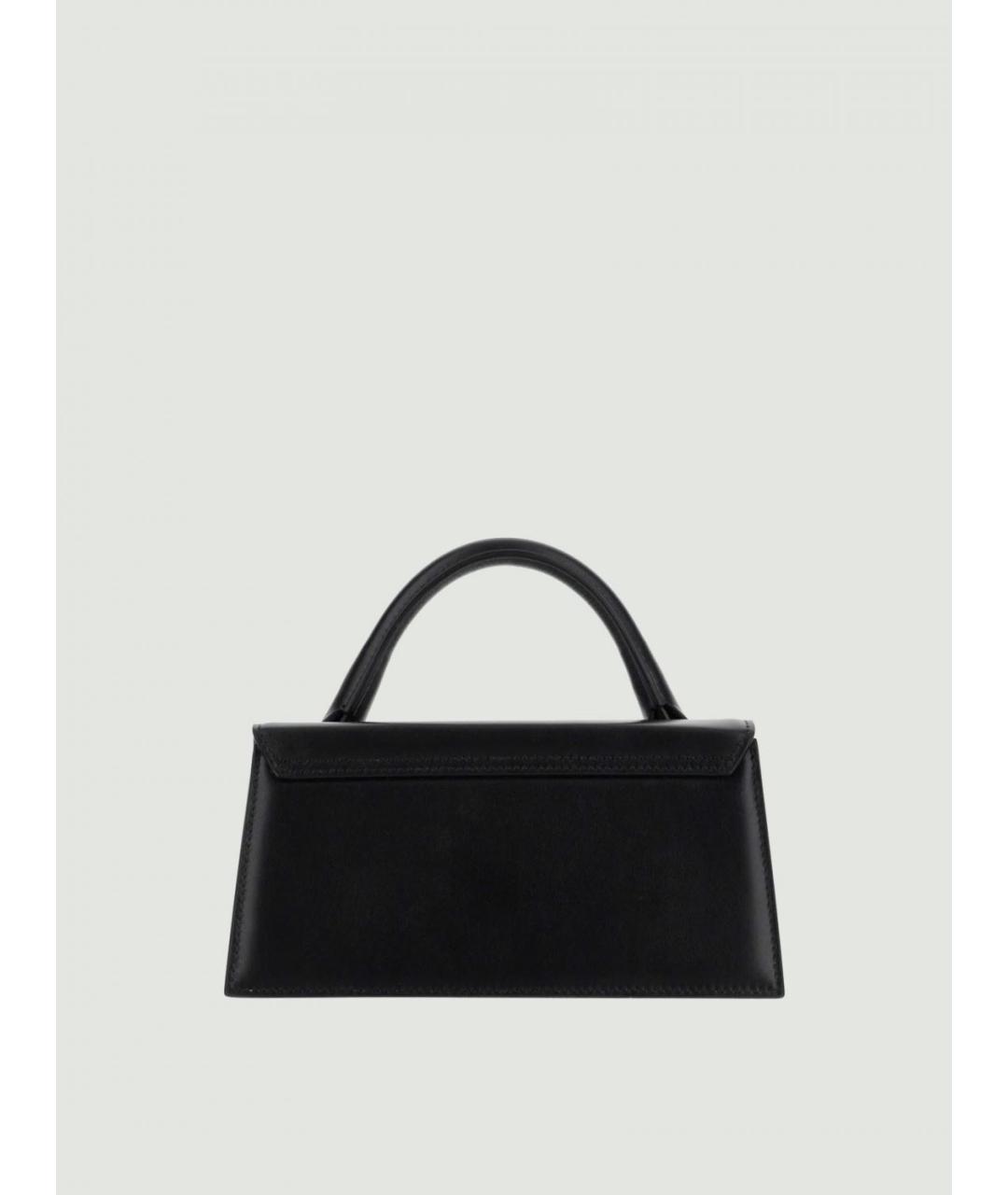JACQUEMUS Черная кожаная сумка с короткими ручками, фото 2