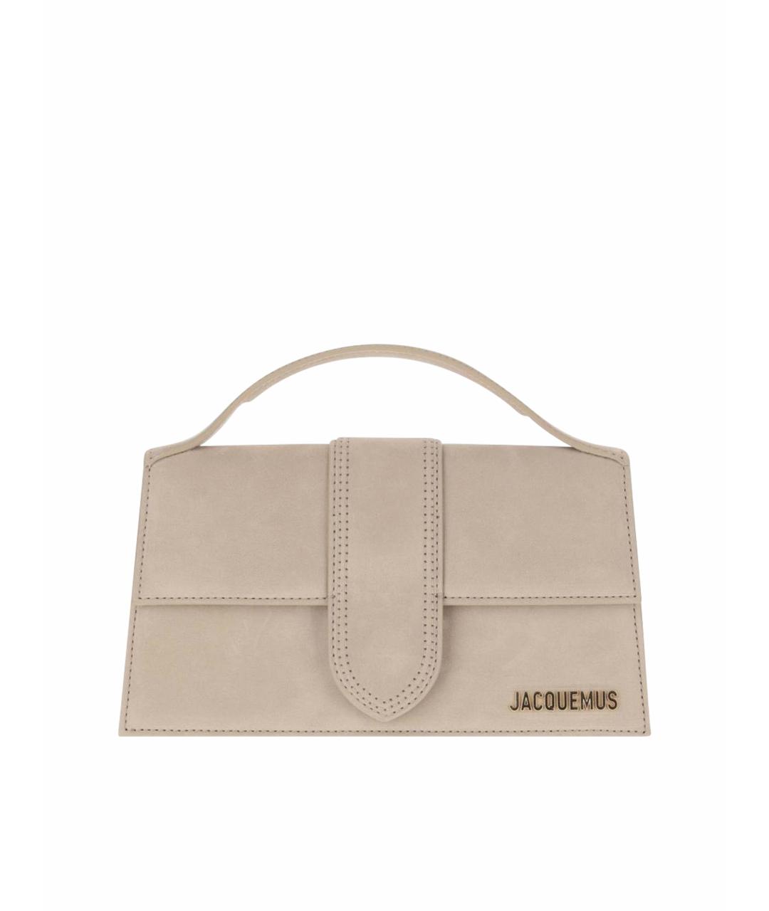 JACQUEMUS Бежевая кожаная сумка с короткими ручками, фото 1