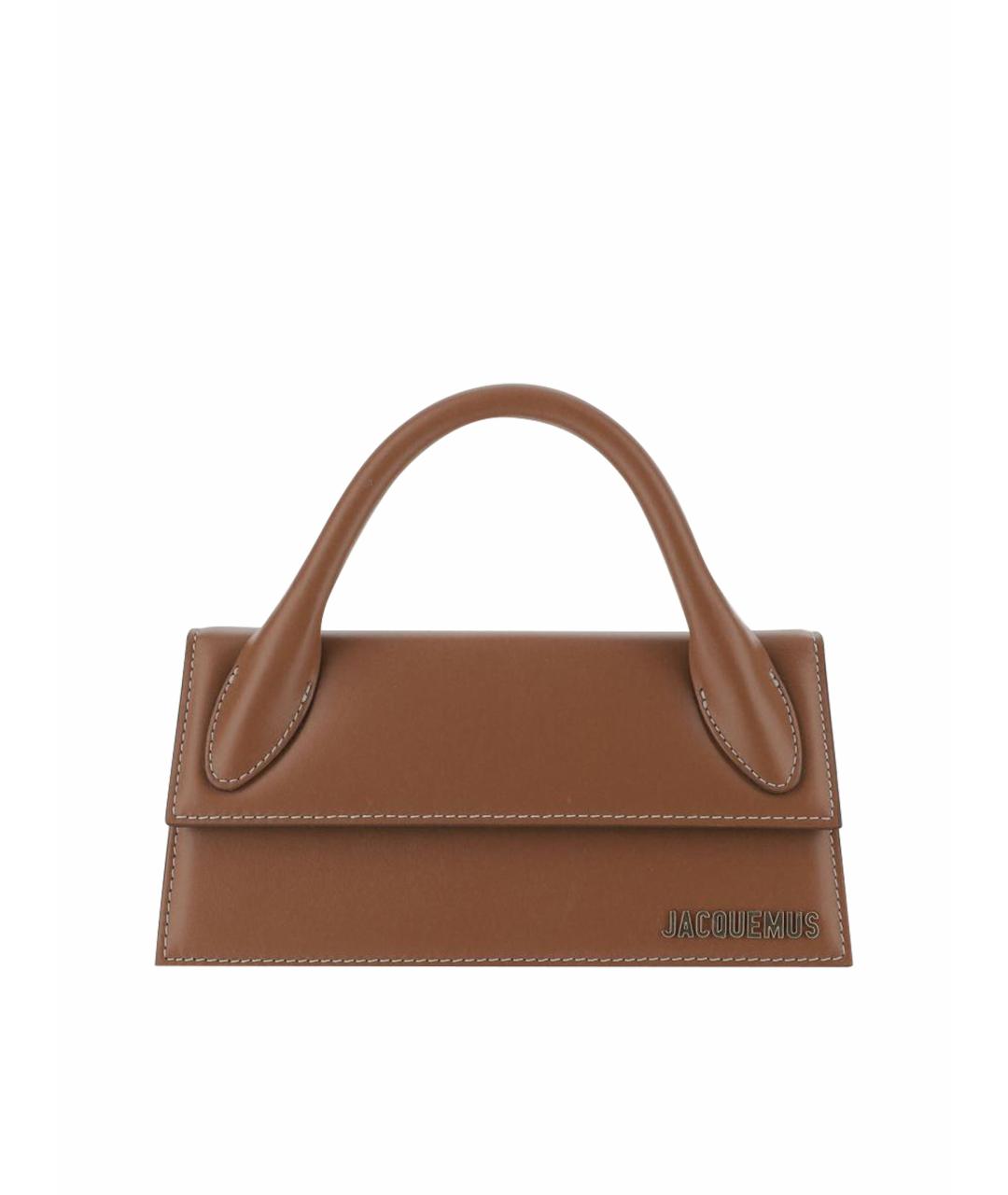JACQUEMUS Коричневая кожаная сумка с короткими ручками, фото 1