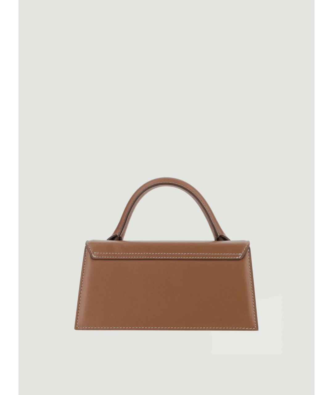 JACQUEMUS Коричневая кожаная сумка с короткими ручками, фото 2