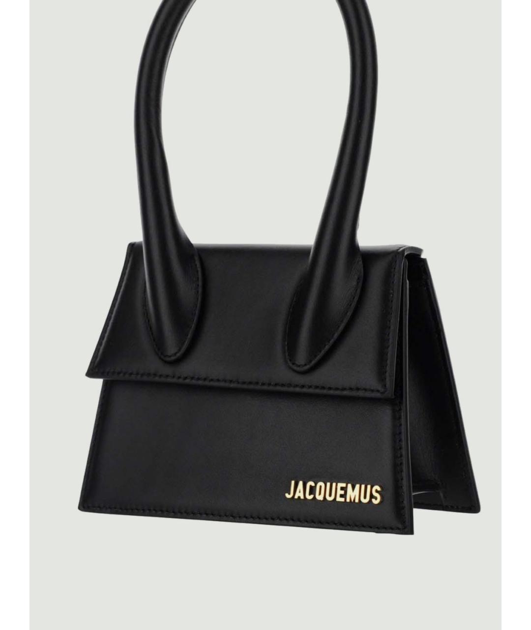 JACQUEMUS Черная кожаная сумка с короткими ручками, фото 3