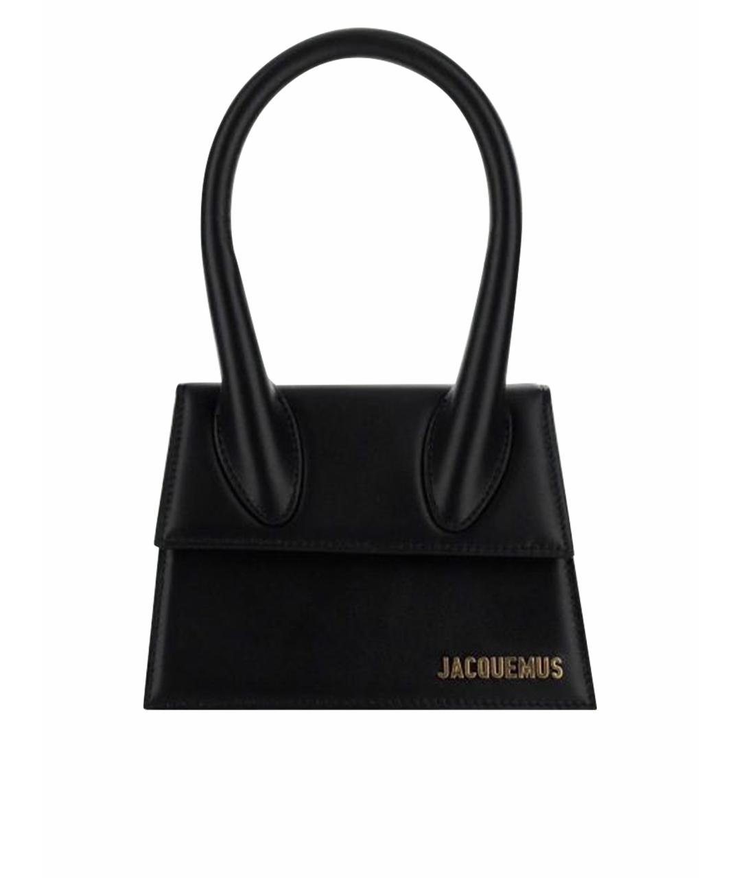 JACQUEMUS Черная кожаная сумка с короткими ручками, фото 1