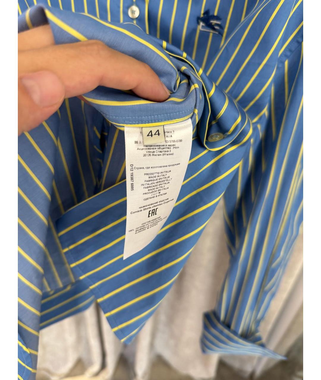 ETRO Голубая хлопковая рубашка, фото 4