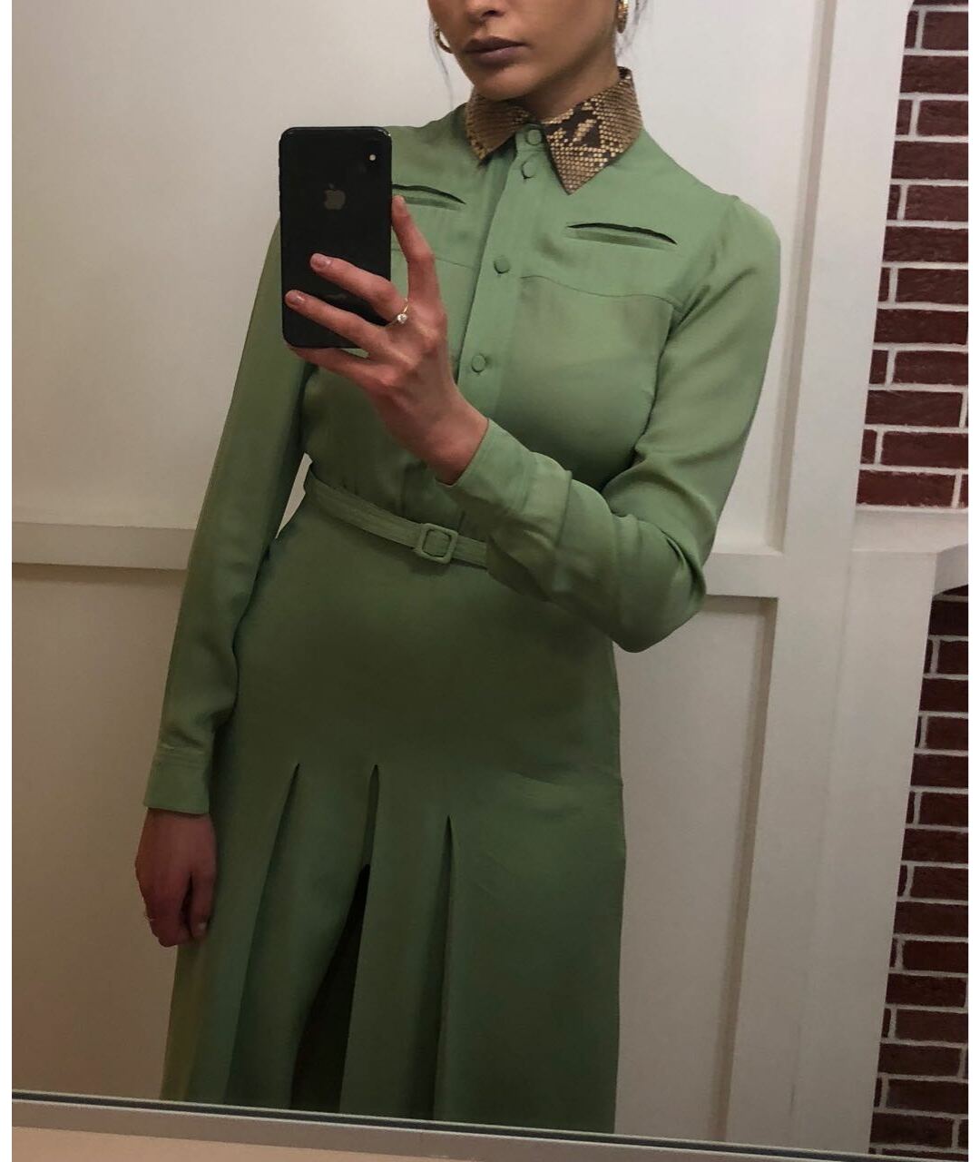 GUCCI Зеленые шелковое повседневное платье, фото 5