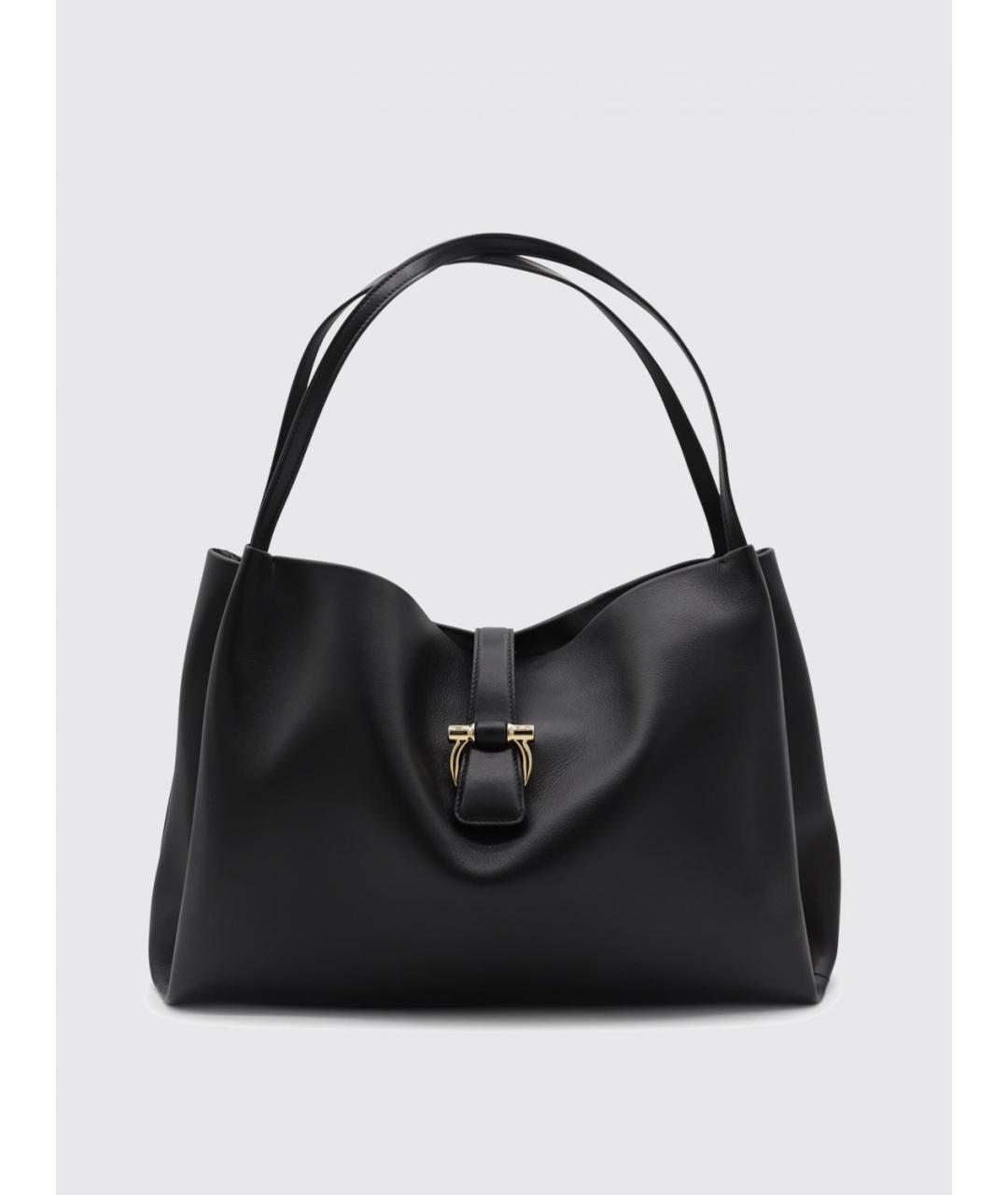FERRAGAMO Черная кожаная сумка тоут, фото 5