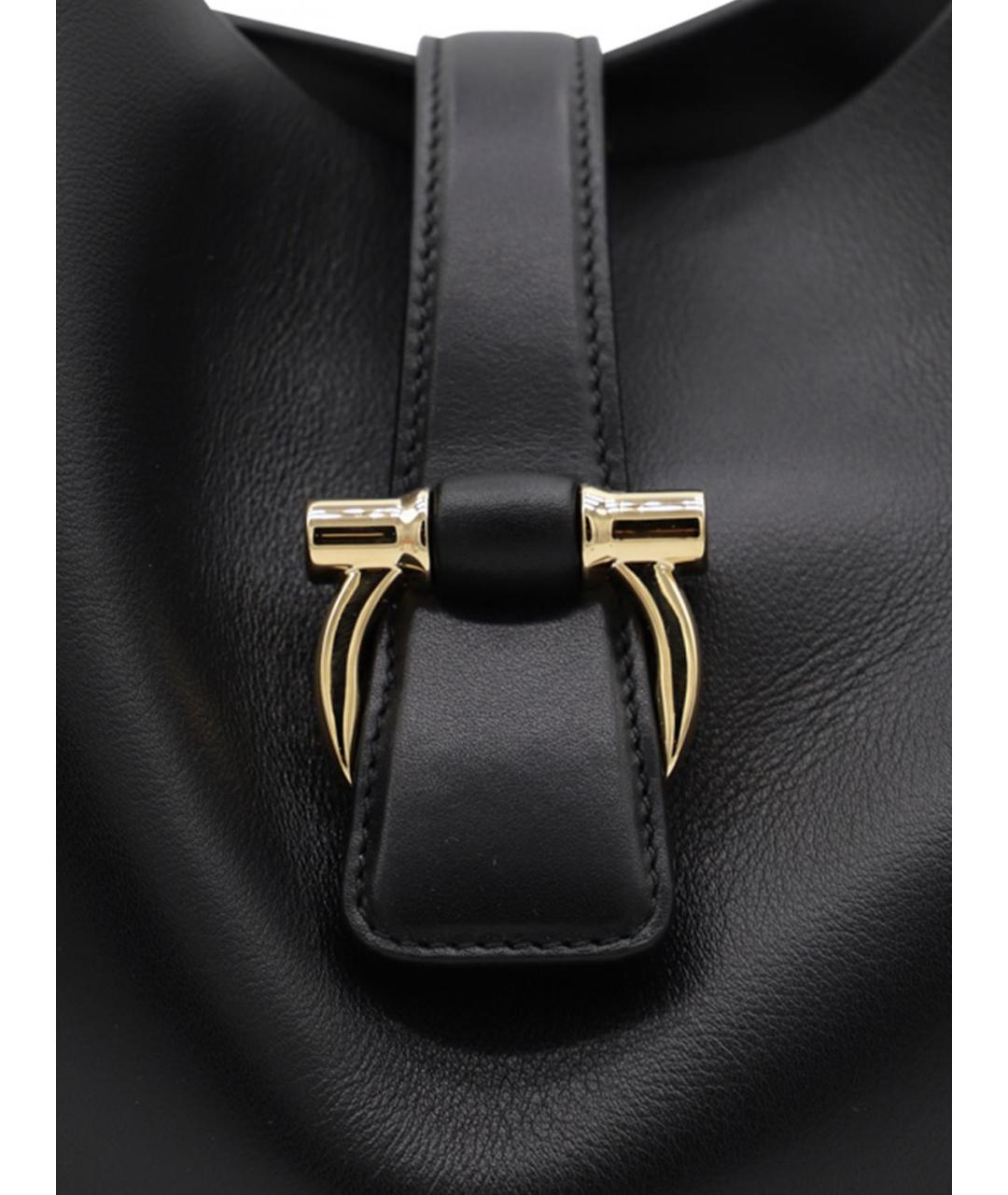 FERRAGAMO Черная кожаная сумка тоут, фото 4