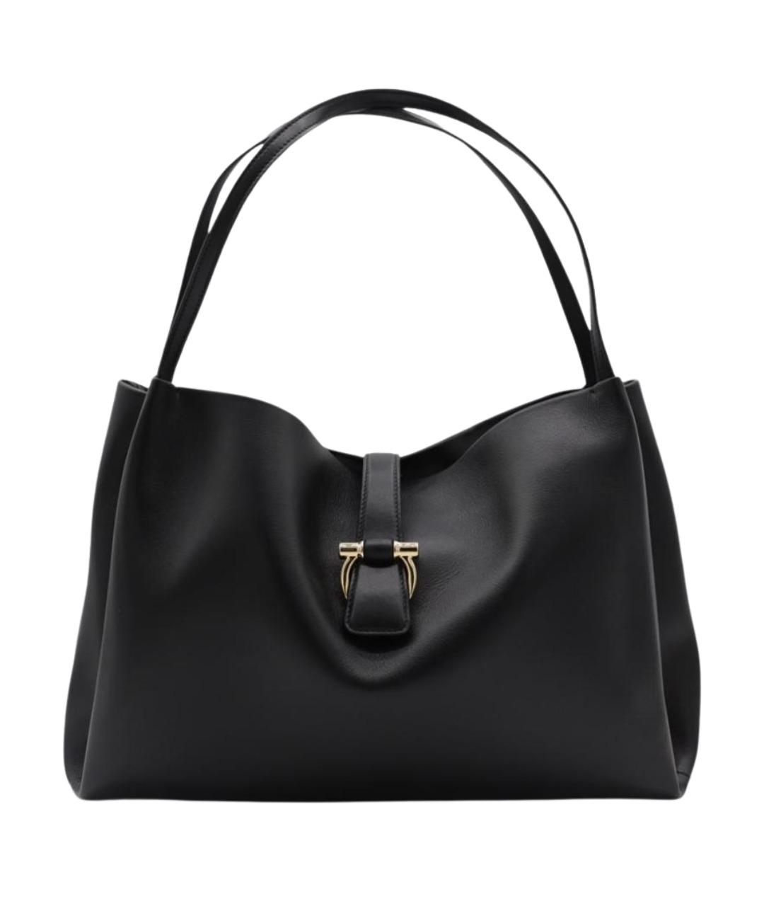 FERRAGAMO Черная кожаная сумка тоут, фото 1