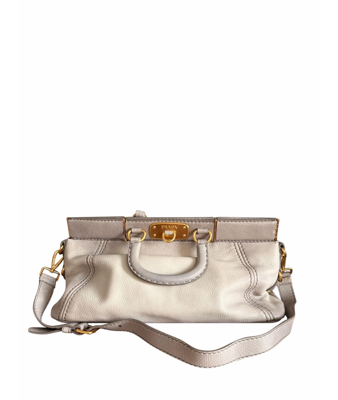 PRADA Серая кожаная сумка с короткими ручками, фото 1