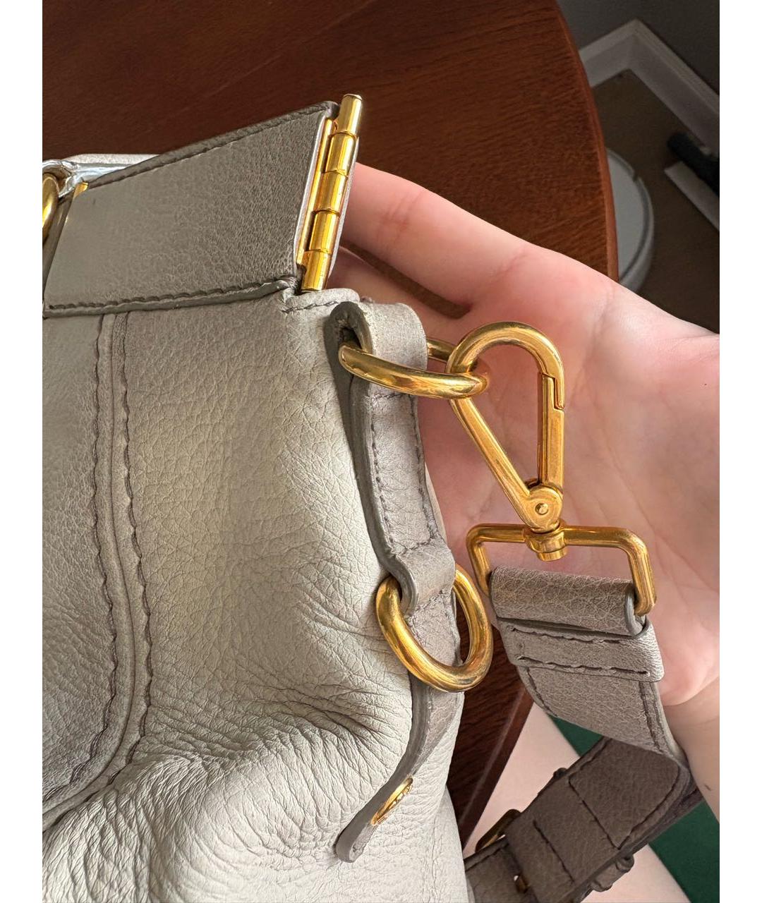 PRADA Серая кожаная сумка с короткими ручками, фото 7
