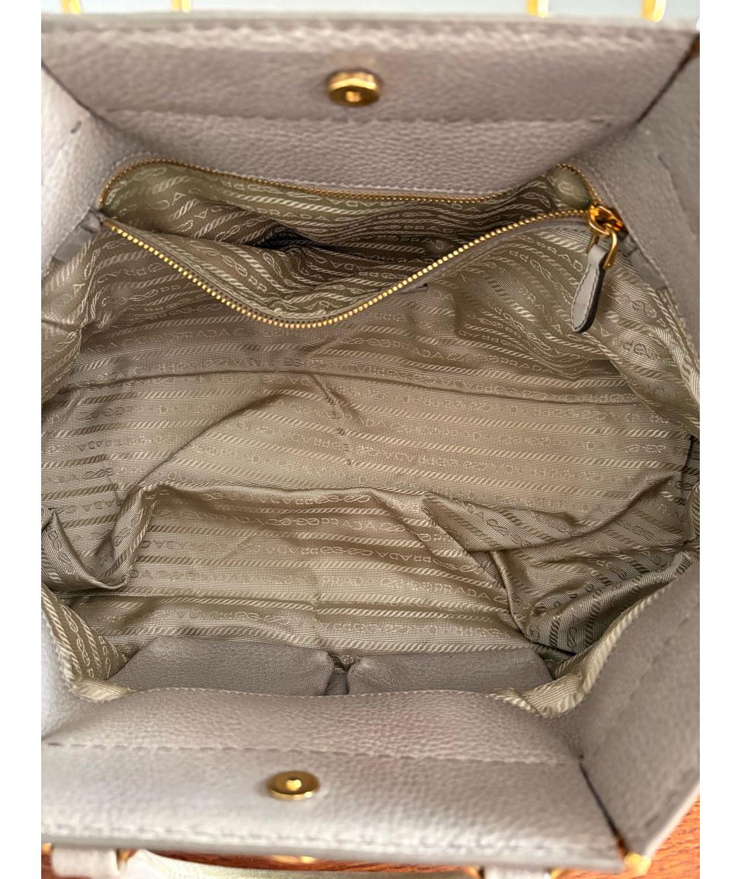 PRADA Серая кожаная сумка с короткими ручками, фото 5