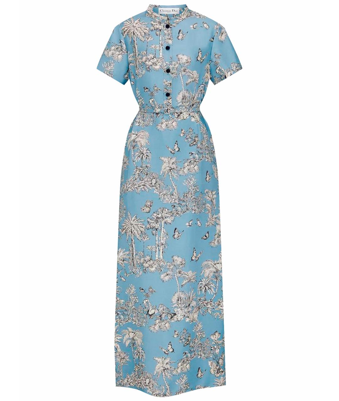 CHRISTIAN DIOR Голубое шелковое повседневное платье, фото 1