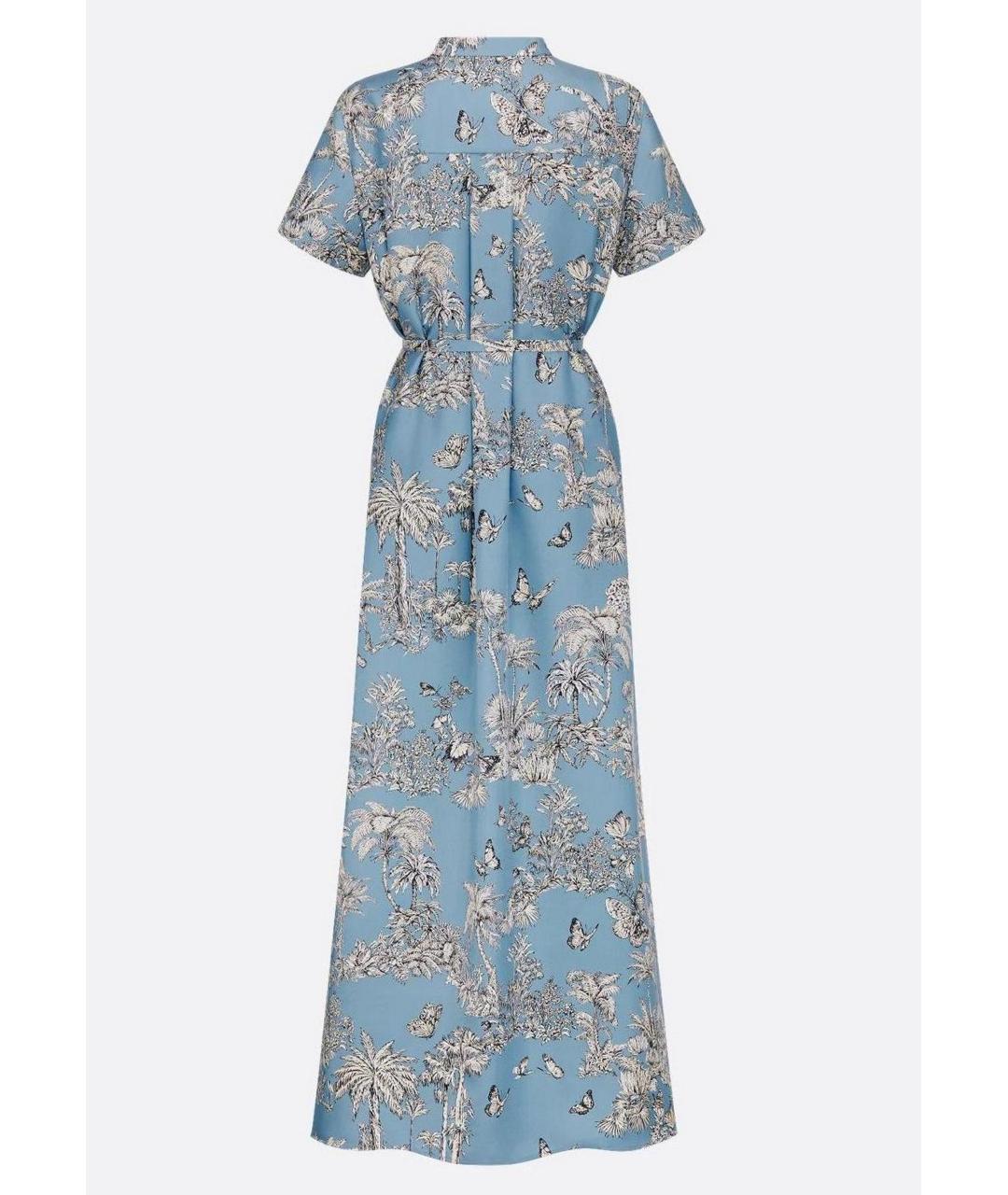 CHRISTIAN DIOR Голубое шелковое повседневное платье, фото 2