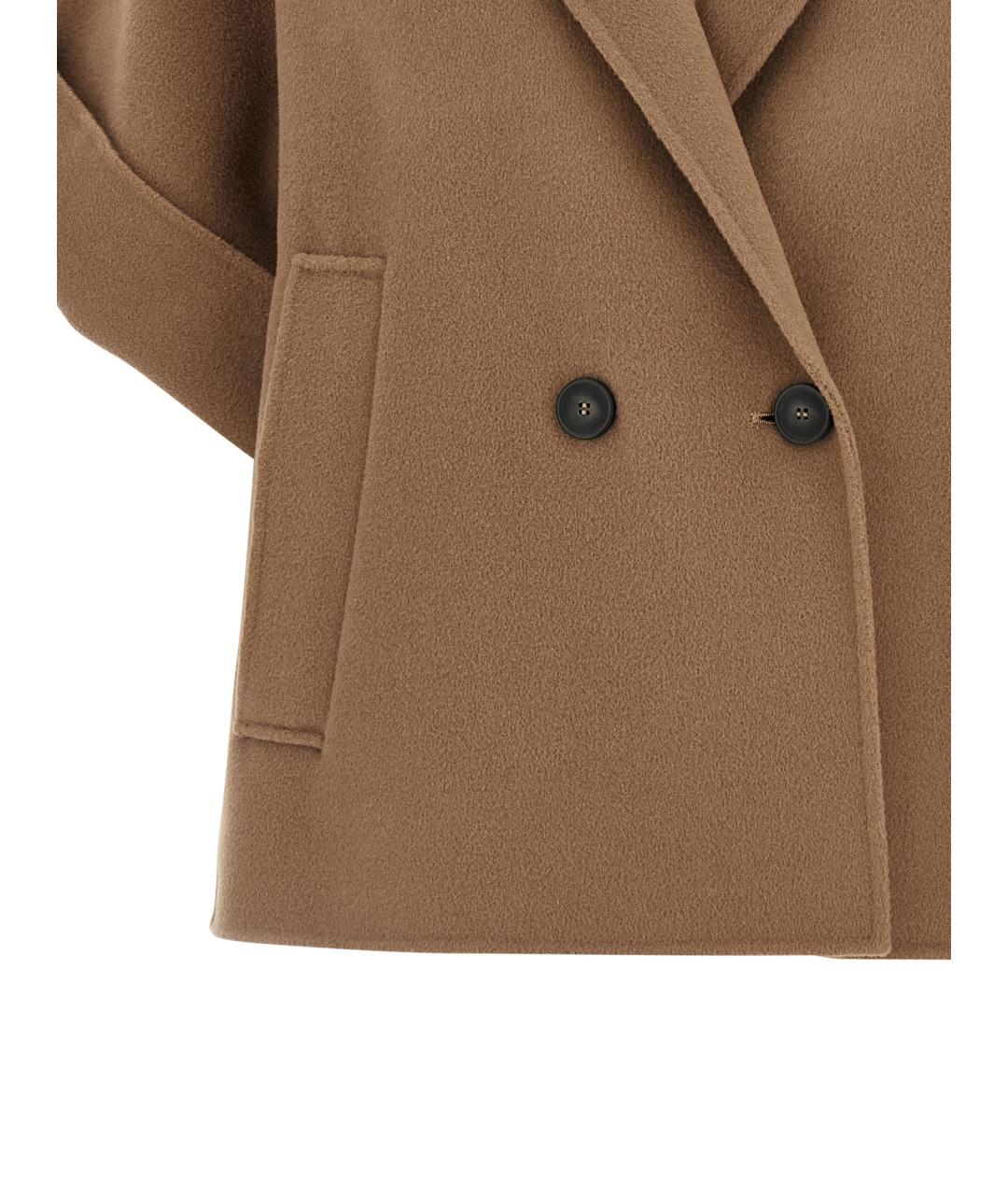 WEEKEND MAX MARA Коричневое шерстяное пальто, фото 4