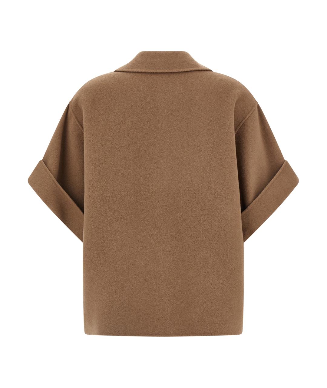 WEEKEND MAX MARA Коричневое шерстяное пальто, фото 2