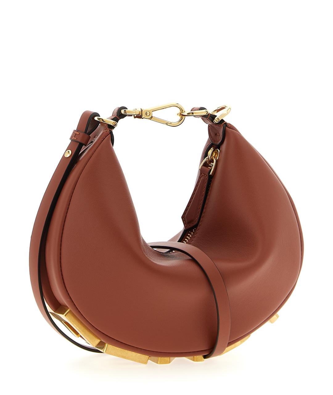 FENDI Коричневая кожаная сумка через плечо, фото 2