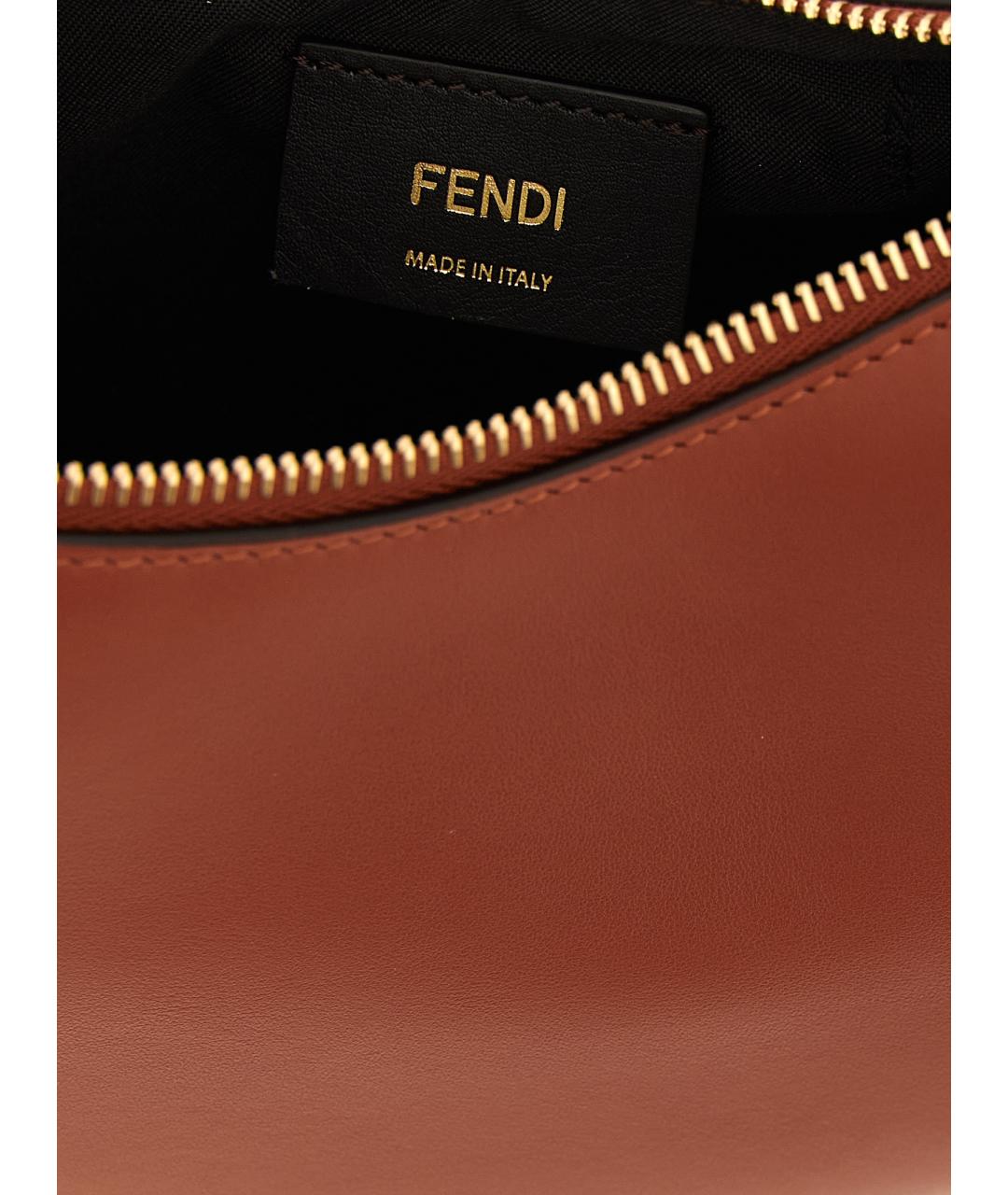 FENDI Коричневая кожаная сумка через плечо, фото 4