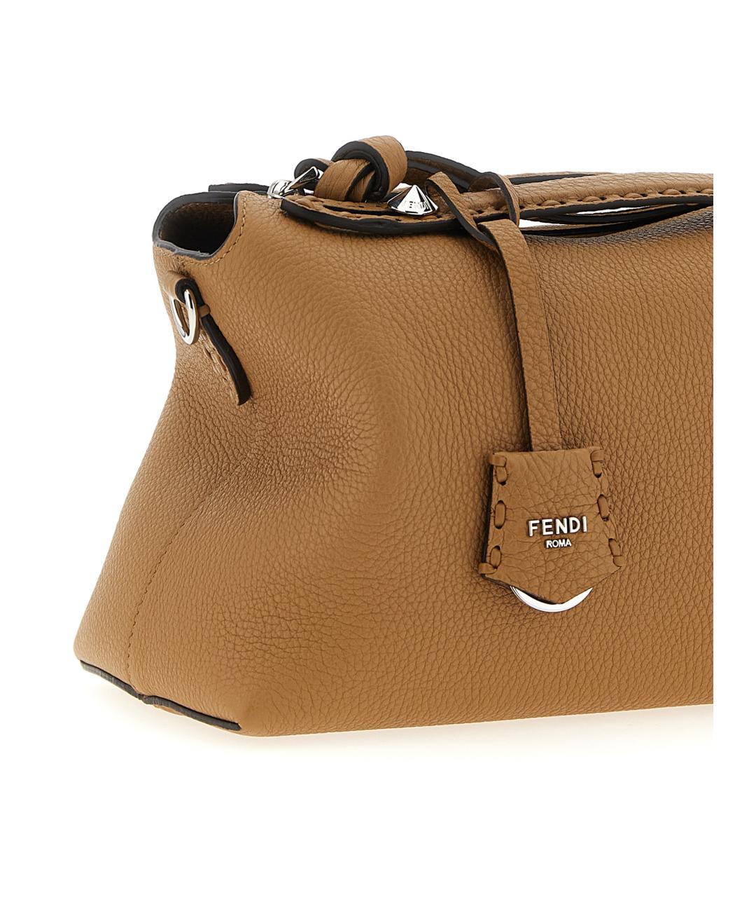 FENDI Бежевая кожаная сумка тоут, фото 3
