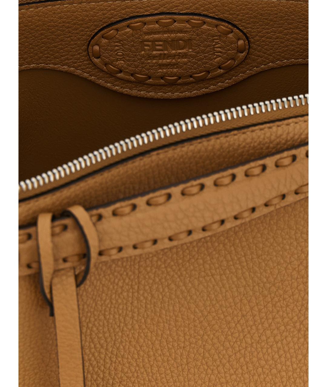 FENDI Бежевая кожаная сумка тоут, фото 4