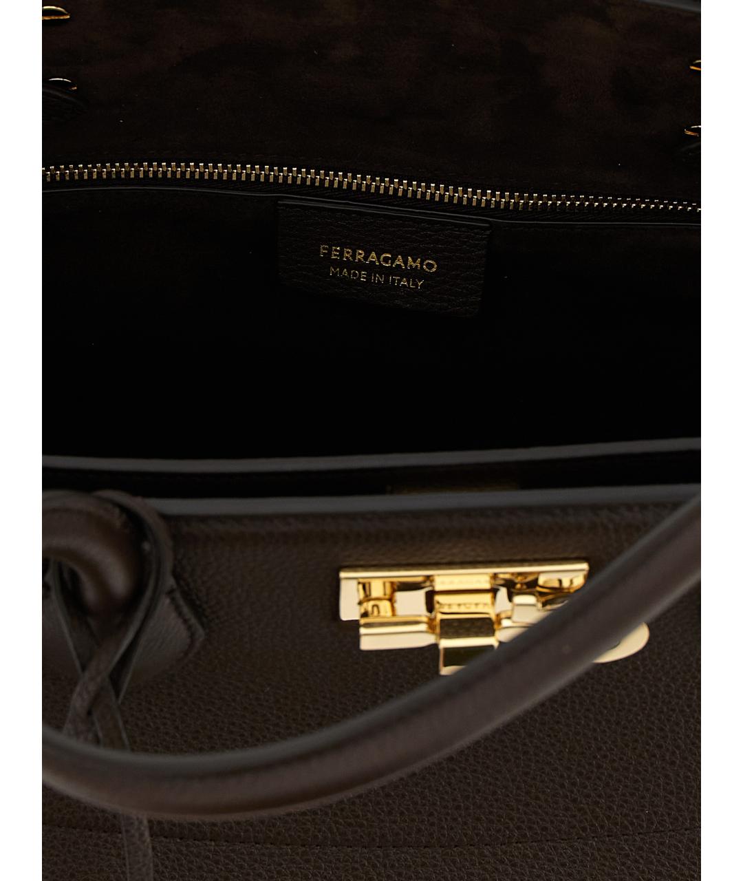 FERRAGAMO Коричневая кожаная сумка тоут, фото 4