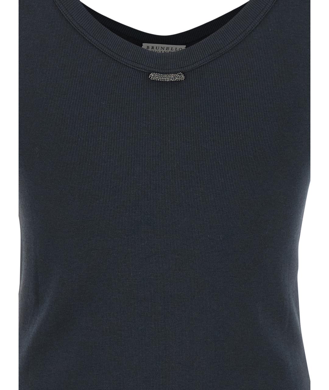 BRUNELLO CUCINELLI Синяя хлопковая футболка, фото 4