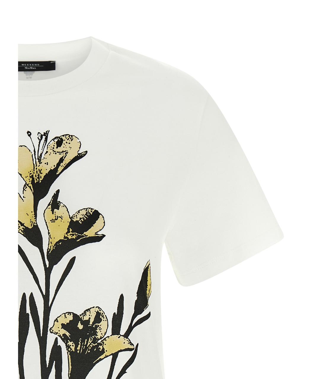 WEEKEND MAX MARA Белая хлопковая футболка, фото 3