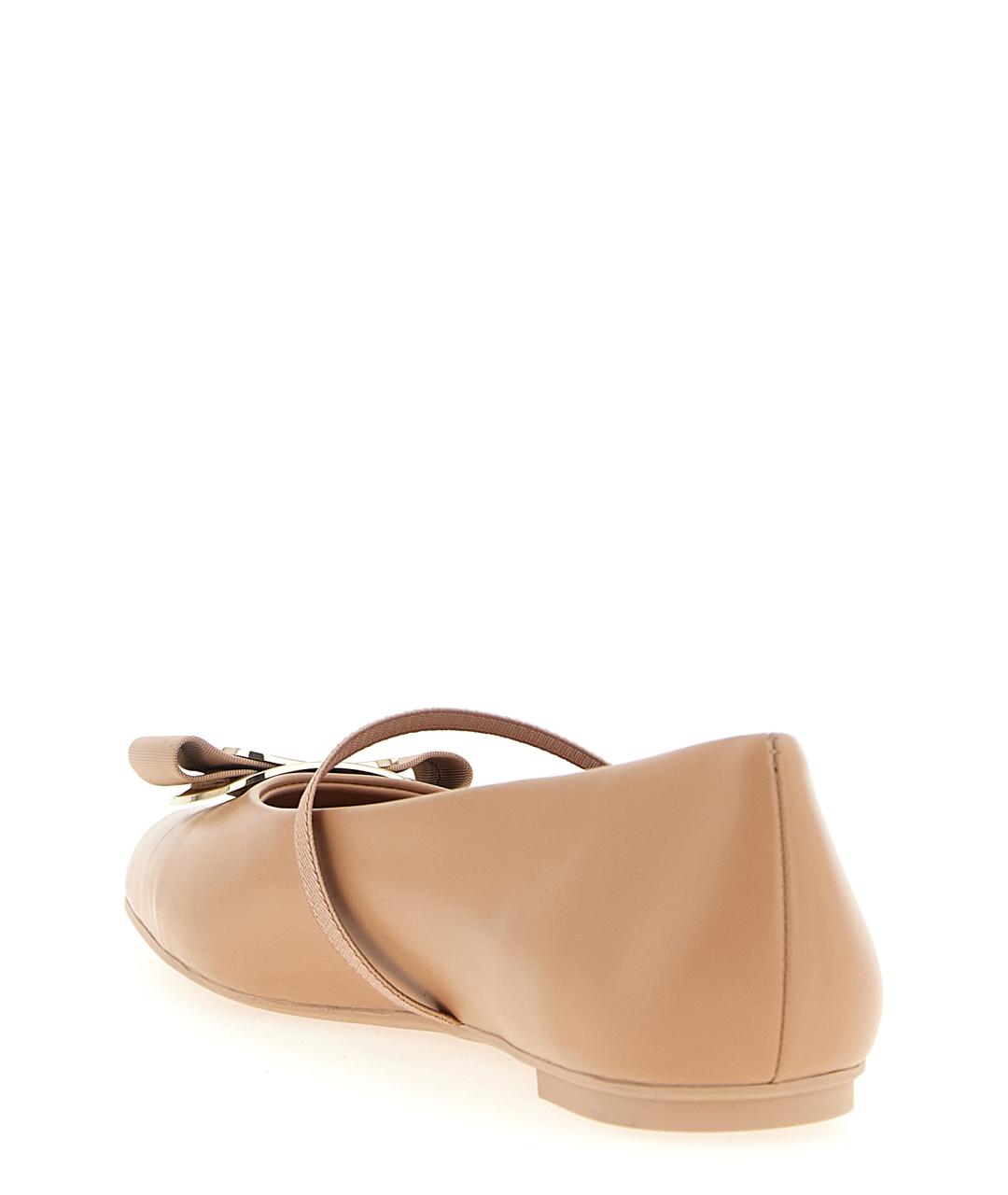 FERRAGAMO Бежевые кожаные балетки, фото 3