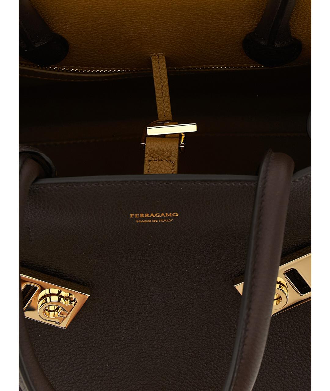 FERRAGAMO Коричневая кожаная сумка тоут, фото 4