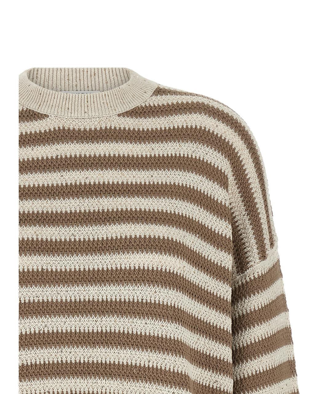 BRUNELLO CUCINELLI Бежевый хлопковый джемпер / свитер, фото 3
