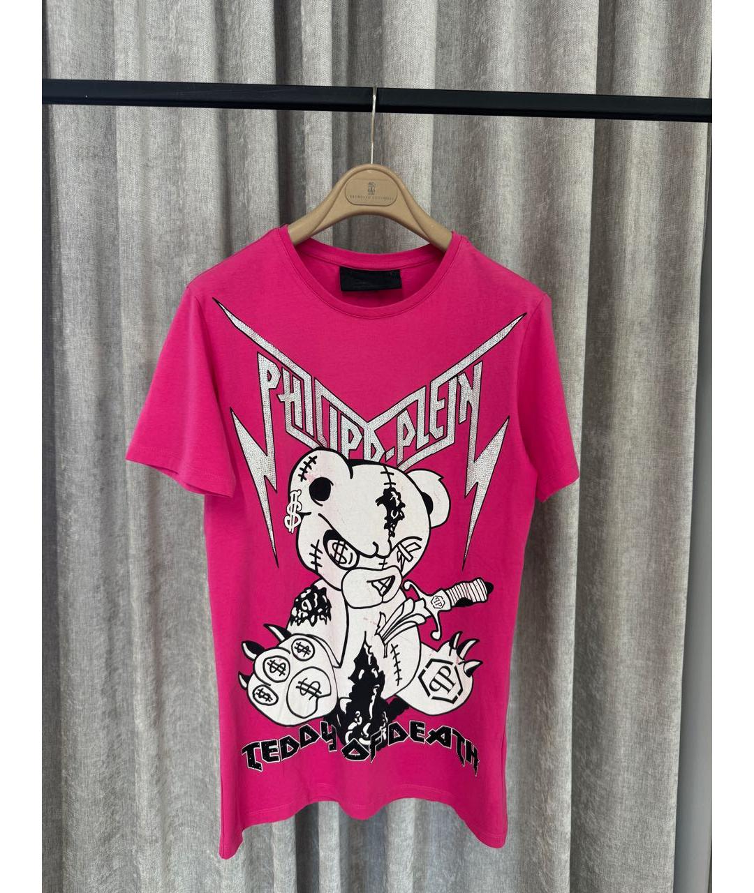 PHILIPP PLEIN Фуксия хлопковая футболка, фото 2