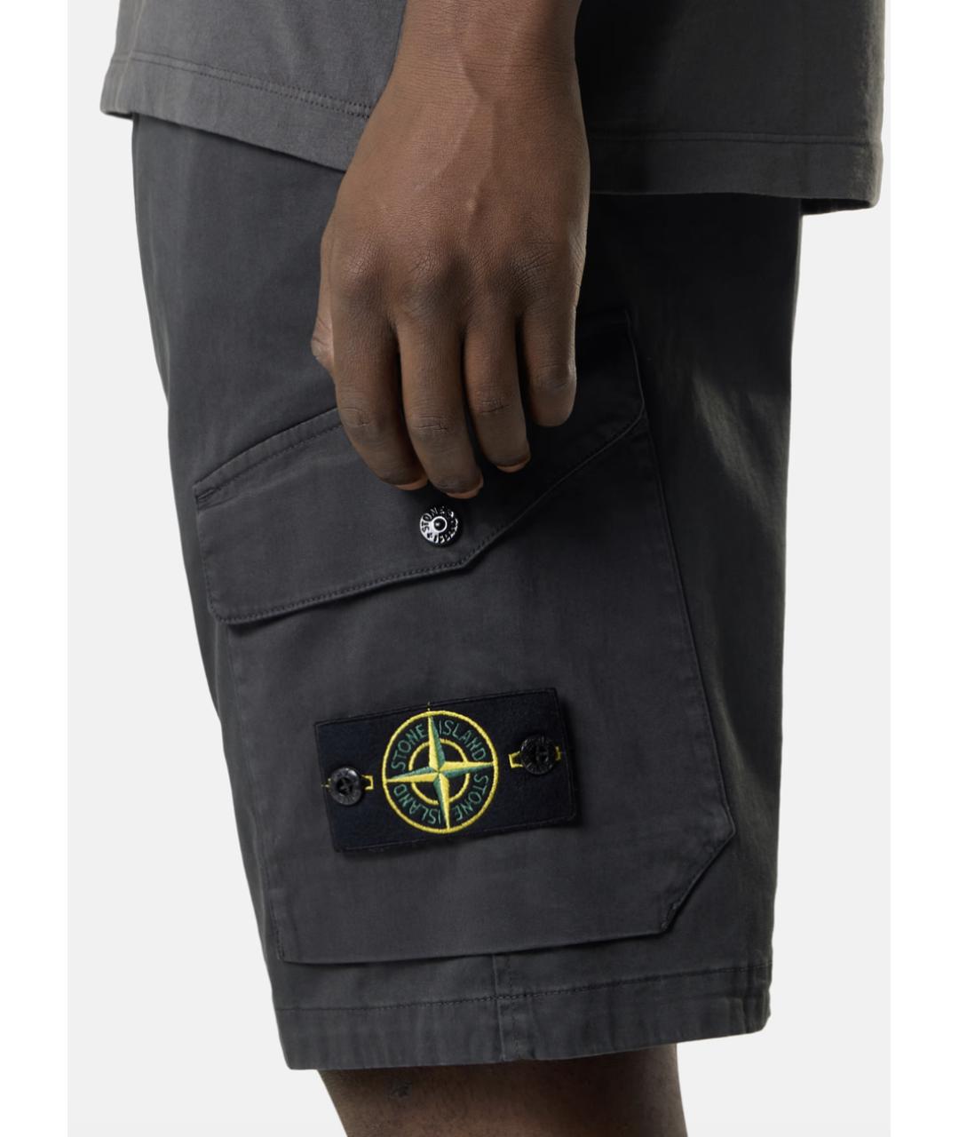 STONE ISLAND Серые хлопковые шорты, фото 3