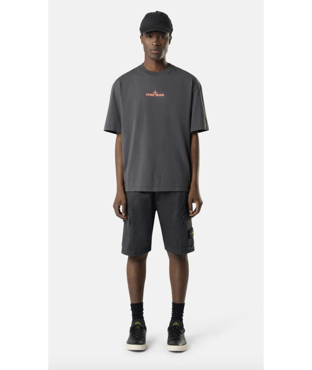 STONE ISLAND Серые хлопковые шорты, фото 2