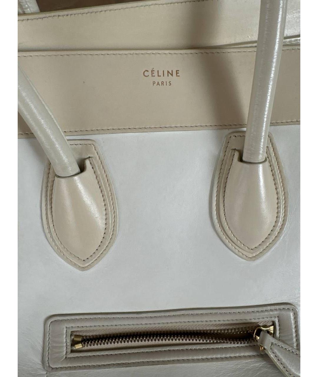 CELINE Бежевая кожаная сумка тоут, фото 6