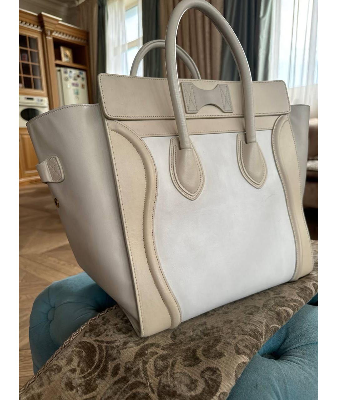 CELINE Бежевая кожаная сумка тоут, фото 2