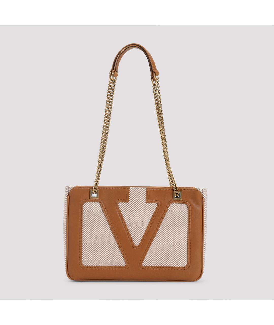 VALENTINO Бежевая жаккардовая сумка тоут, фото 3
