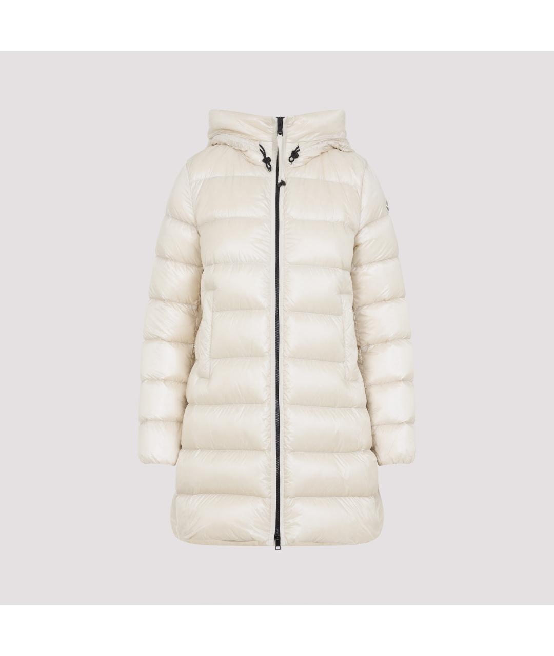 MONCLER Бежевый полиамидовый пуховик, фото 3