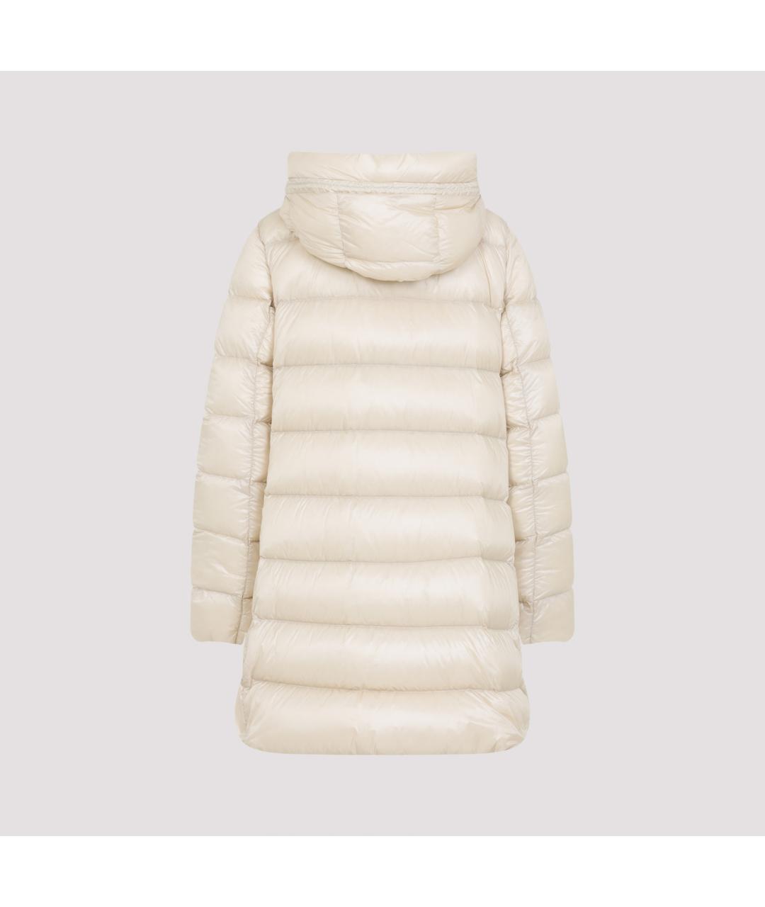 MONCLER Бежевый полиамидовый пуховик, фото 4