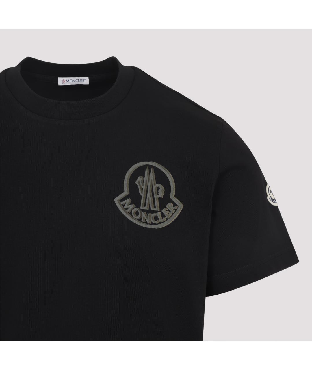 MONCLER Черная хлопковая футболка, фото 5