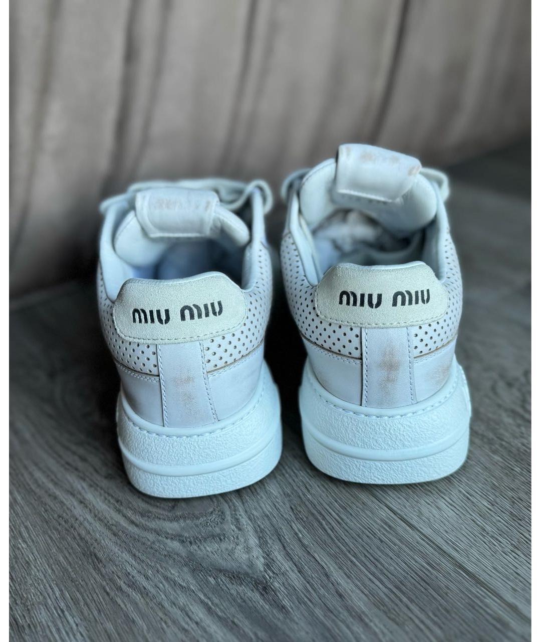 MIU MIU Белые кожаные кеды, фото 6