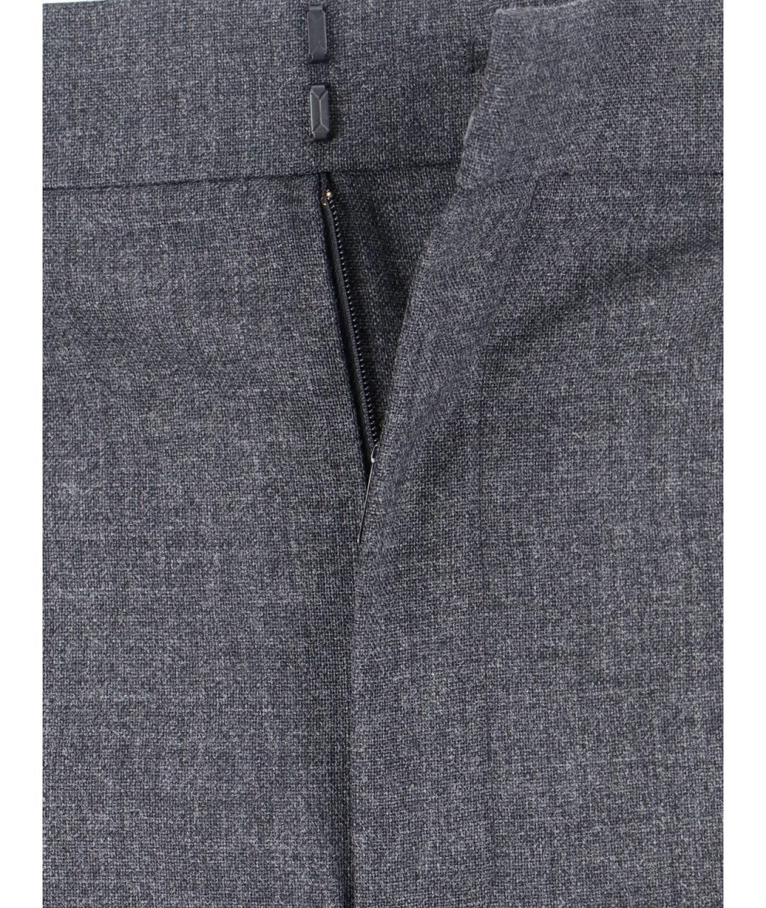 SAINT LAURENT Серые шерстяные классические брюки, фото 2
