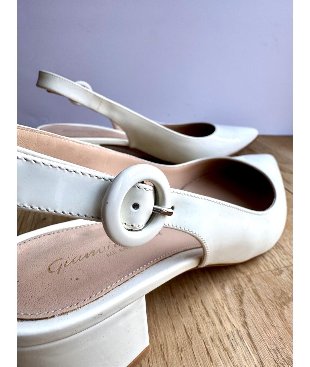 GIANVITO ROSSI Белые кожаные туфли, фото 8