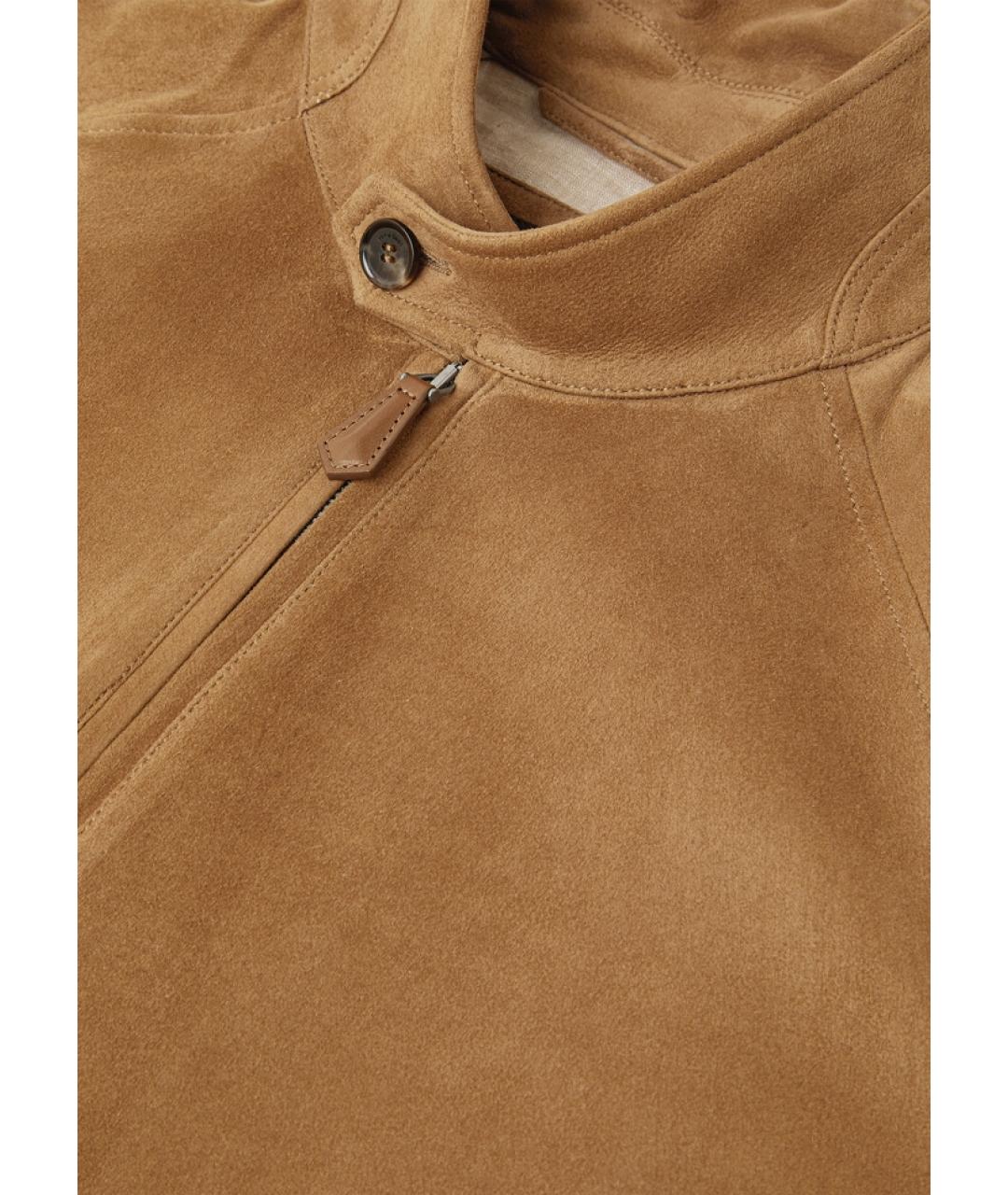 LORO PIANA Бежевая кожаная куртка, фото 6