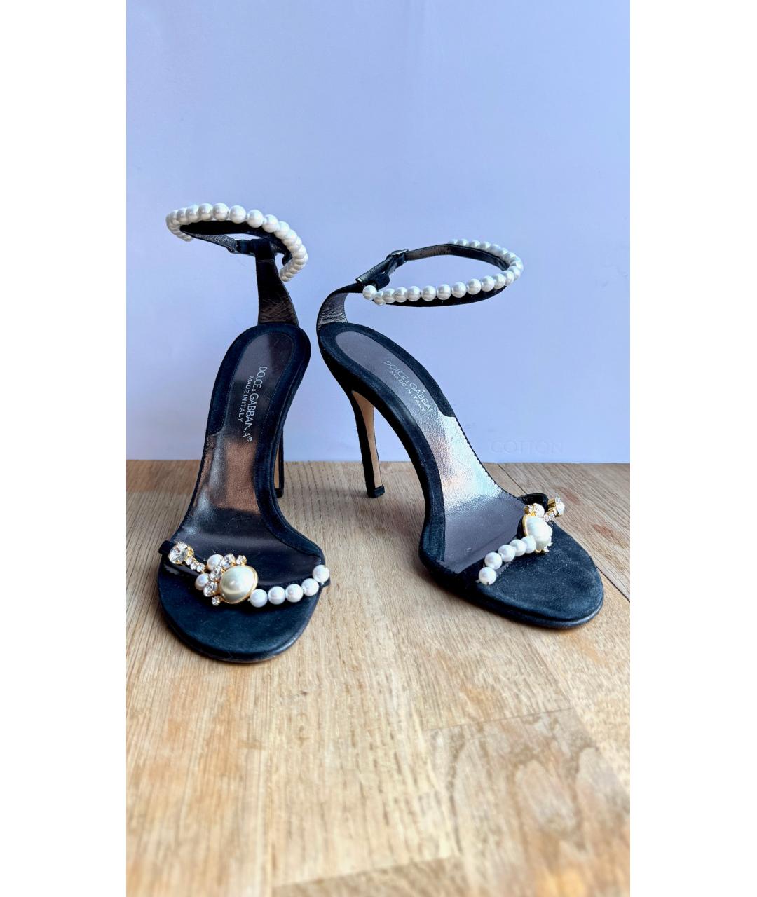 DOLCE&GABBANA Черные кожаные босоножки, фото 3