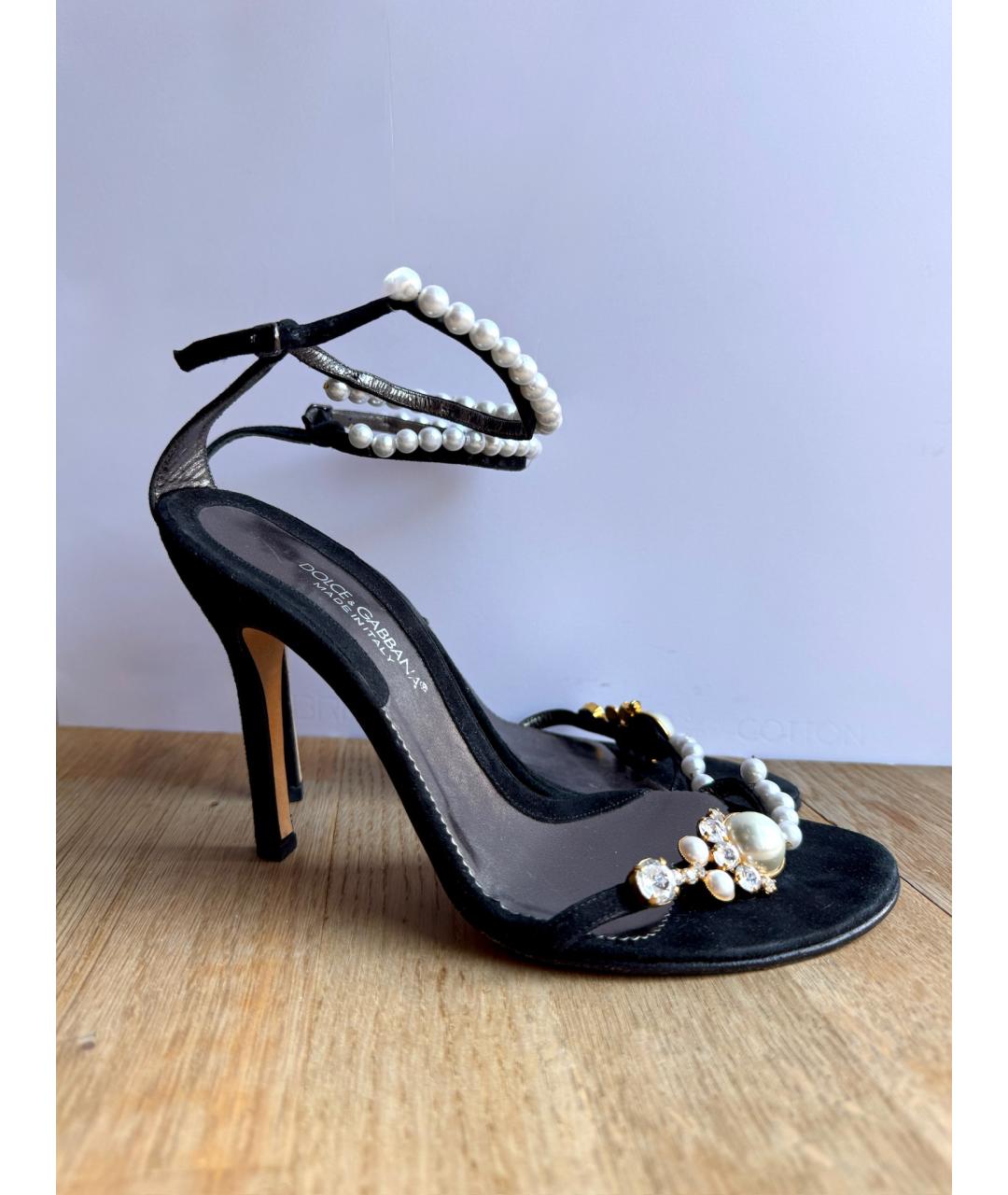 DOLCE&GABBANA Черные кожаные босоножки, фото 9
